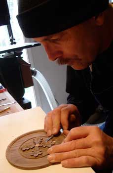 Clock dial woodcarving